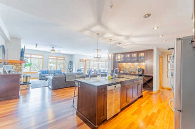 Open living and kitchen area with dining space