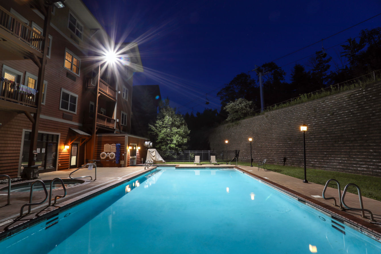 image Tranquil poolside ambiance at night, creating the perfect setting for unwinding under the stars.