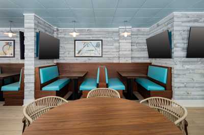 Enjoy cozy dining with modern decor, where every detail adds to your relaxing experience.