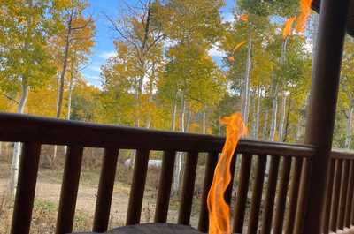 Warm up around the propane patio fire pit
