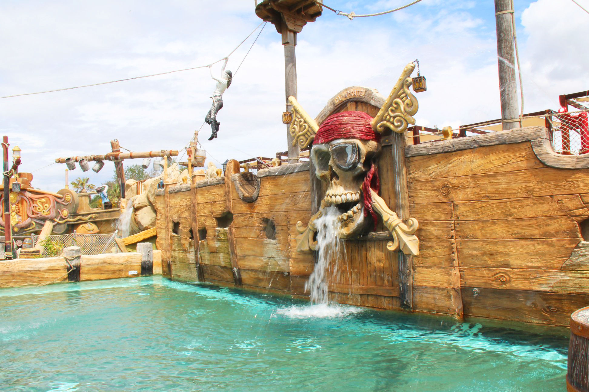 image Pirate ship attraction with interactive water elements, creating a thrilling experience for all ages.