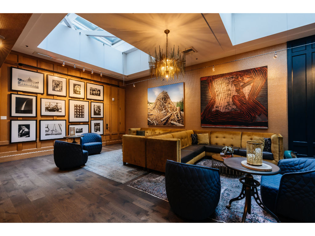 image Our lobby features an eclectic mix of classic furnishings, bold artwork, and modern comfort, perfect for both relaxation and inspiration.