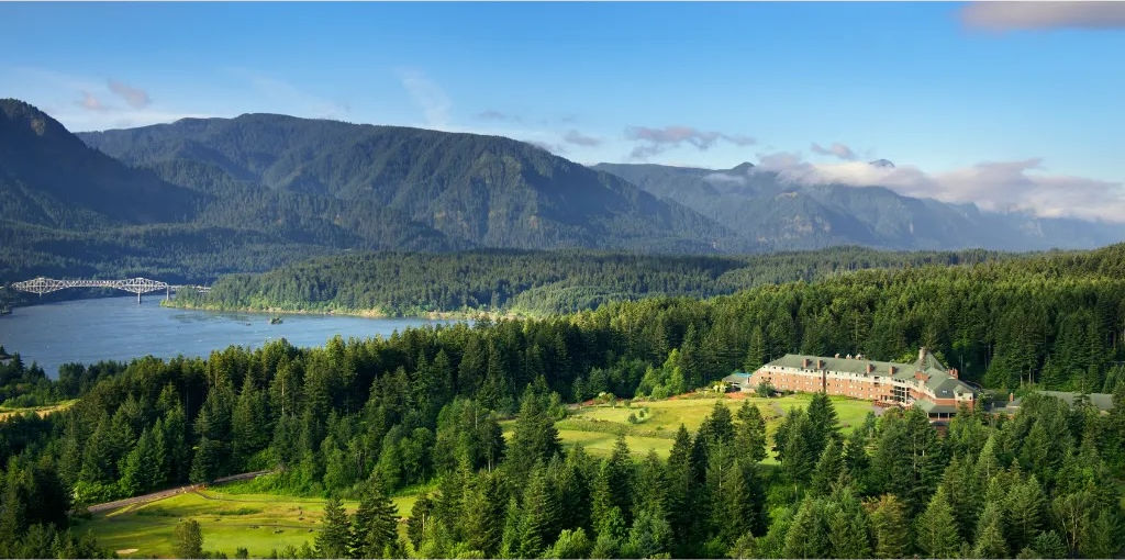 image Surrounded by the stunning natural beauty of the Columbia River Gorge, Skamania Lodge is a tranquil retreat.