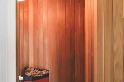 Another view of the private sauna, offering a tranquil space for relaxation.