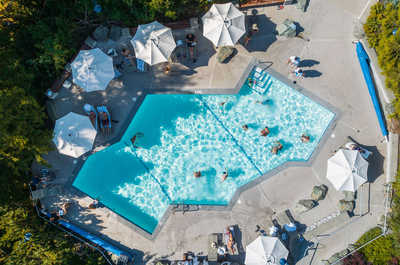 Bird's-eye view of the pool, ideal for a summer day.