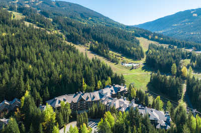 Stunning aerial views of the mountains and valley in summer.