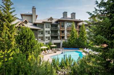 Enjoy poolside views from your summer mountain retreat.