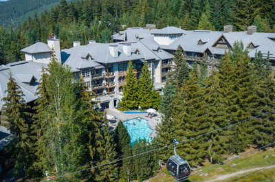 Beautiful mountain resort nestled in summer's natural beauty.