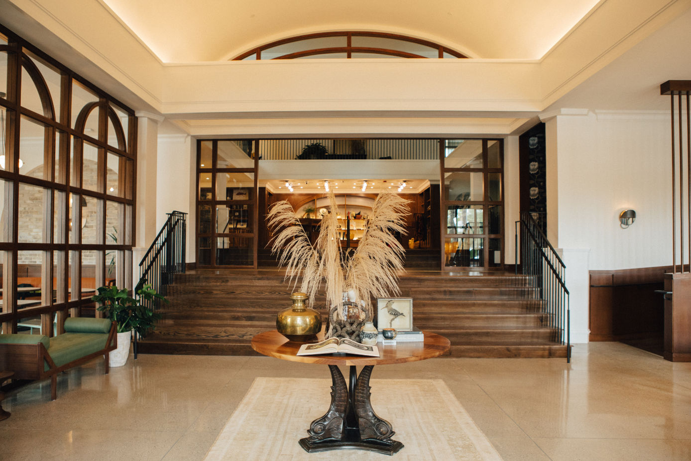 image Grand entrance with timeless charm, where warm lighting and elegant décor welcome you into a space that blends history with modern comfort.