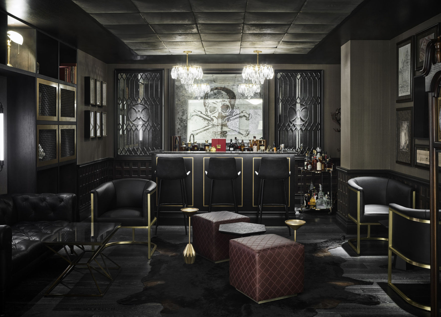 image An intimate lounge with timeless elegance, where rich textures, dim lighting, and refined décor set the mood.