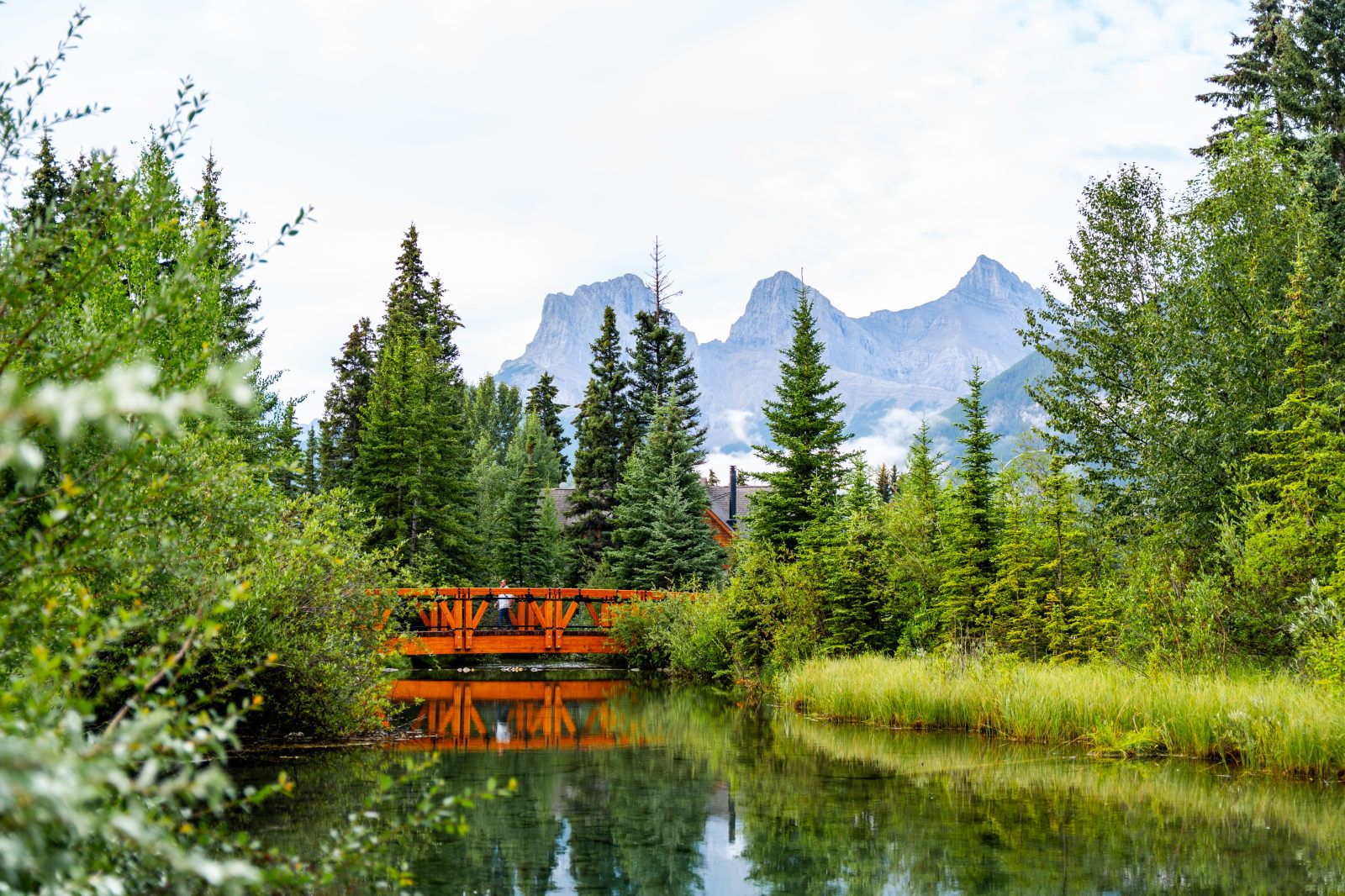 image Stroll across the charming wooden bridge, framed by lush greenery and calming waters.