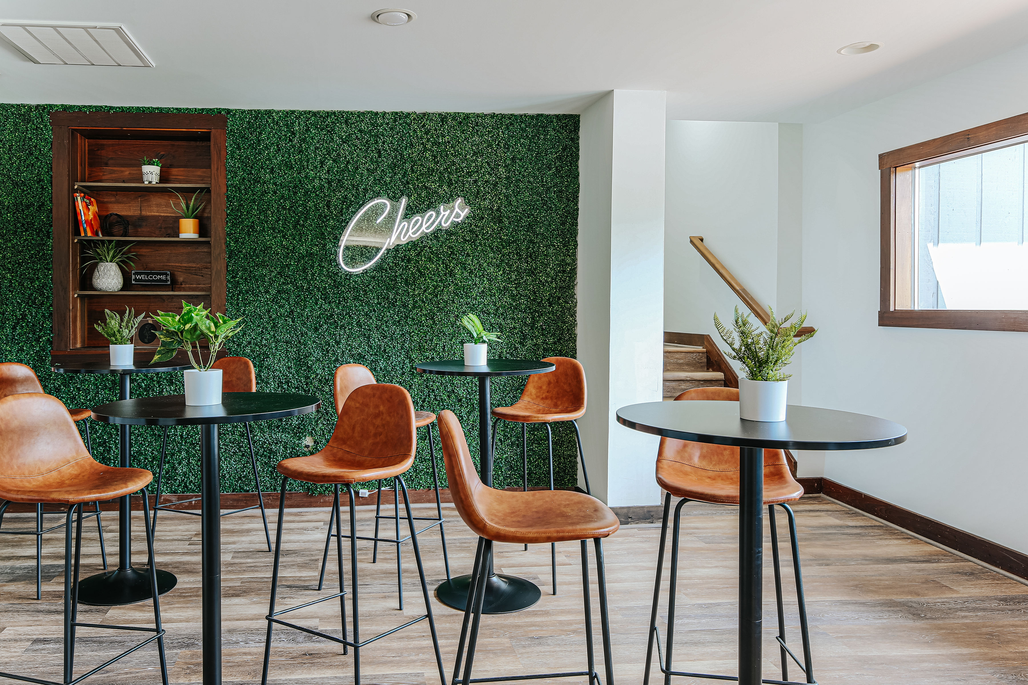 image Chic seating with a lively atmosphere is the perfect combination for socializing and enjoying refreshments in the common space.