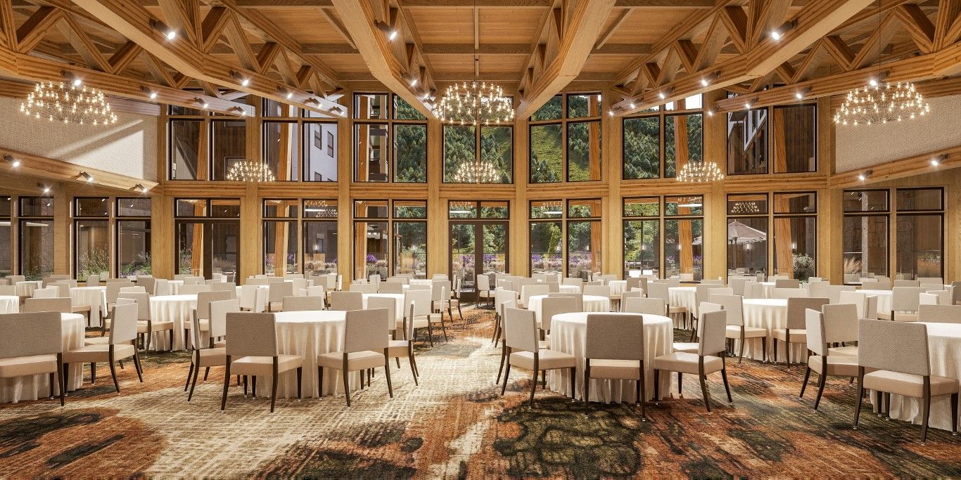 image Rustic elegance meets modern sophistication in a grand hall ideal for memorable gatherings.
