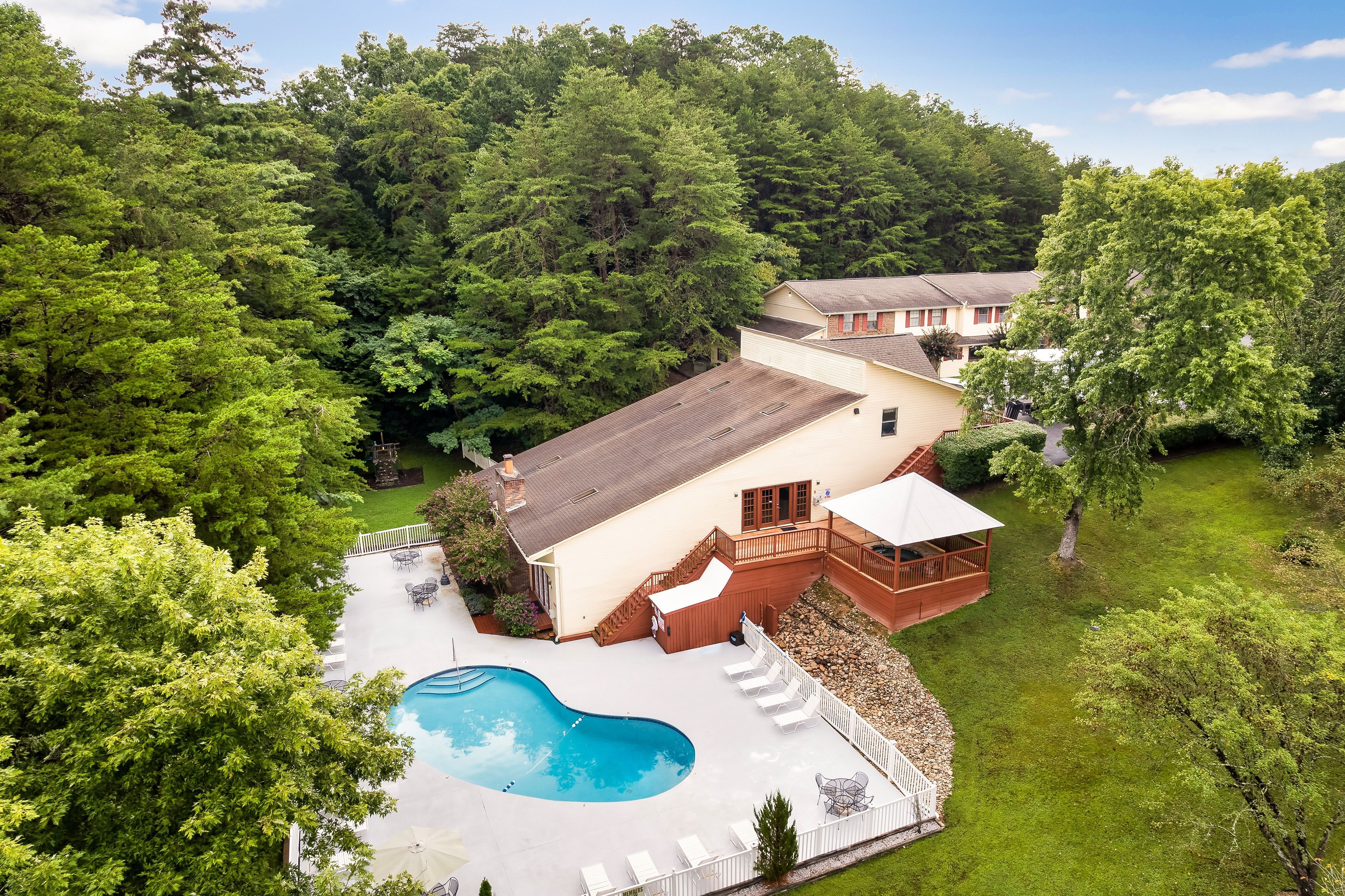 image Soak up the Smoky Mountain views from this stunning aerial shot of your private pool oasis.