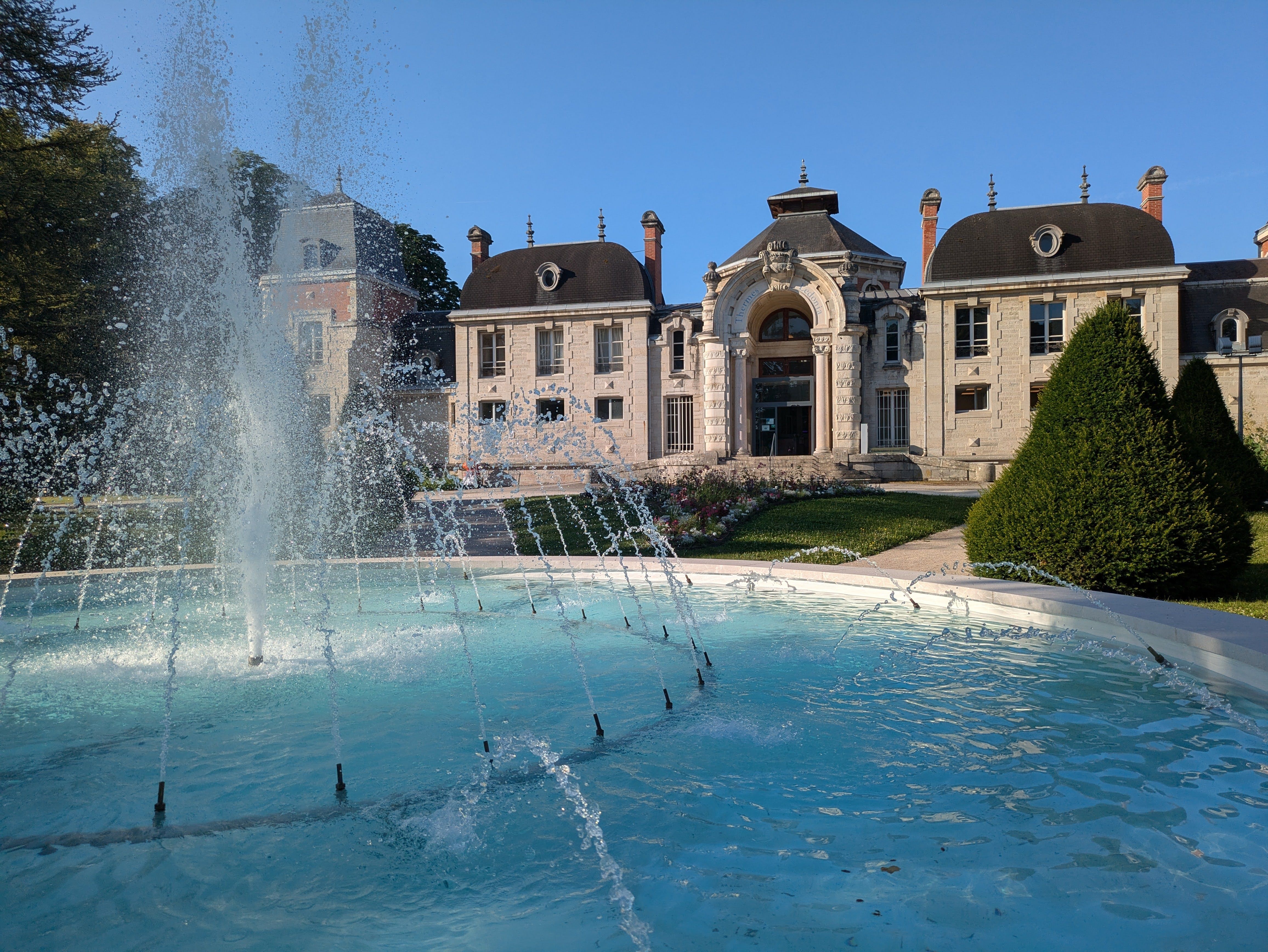 image The historic thermal baths of Lons-le-Saunier offer elegant architecture and relaxing spa waters in a beautiful landscaped setting.