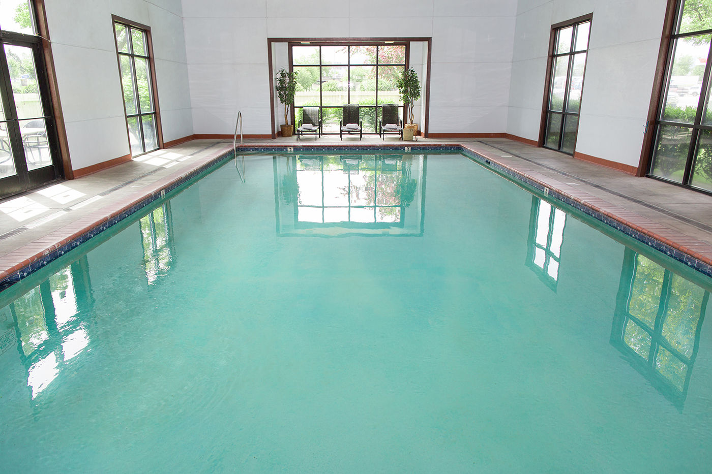image Heated indoor pool with large skylights — open year-round regardless of Medford's weather.