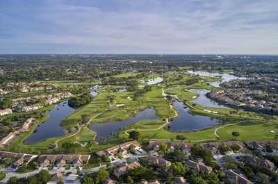 Aerial view of the golf courses and the surrounding area