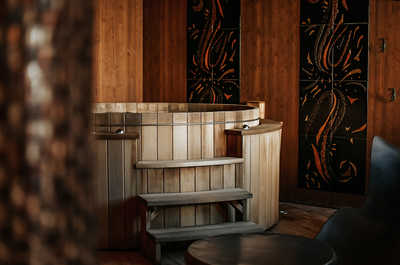 A Finnish bath to slow down in after a day in the mountains, right inside the residence.
