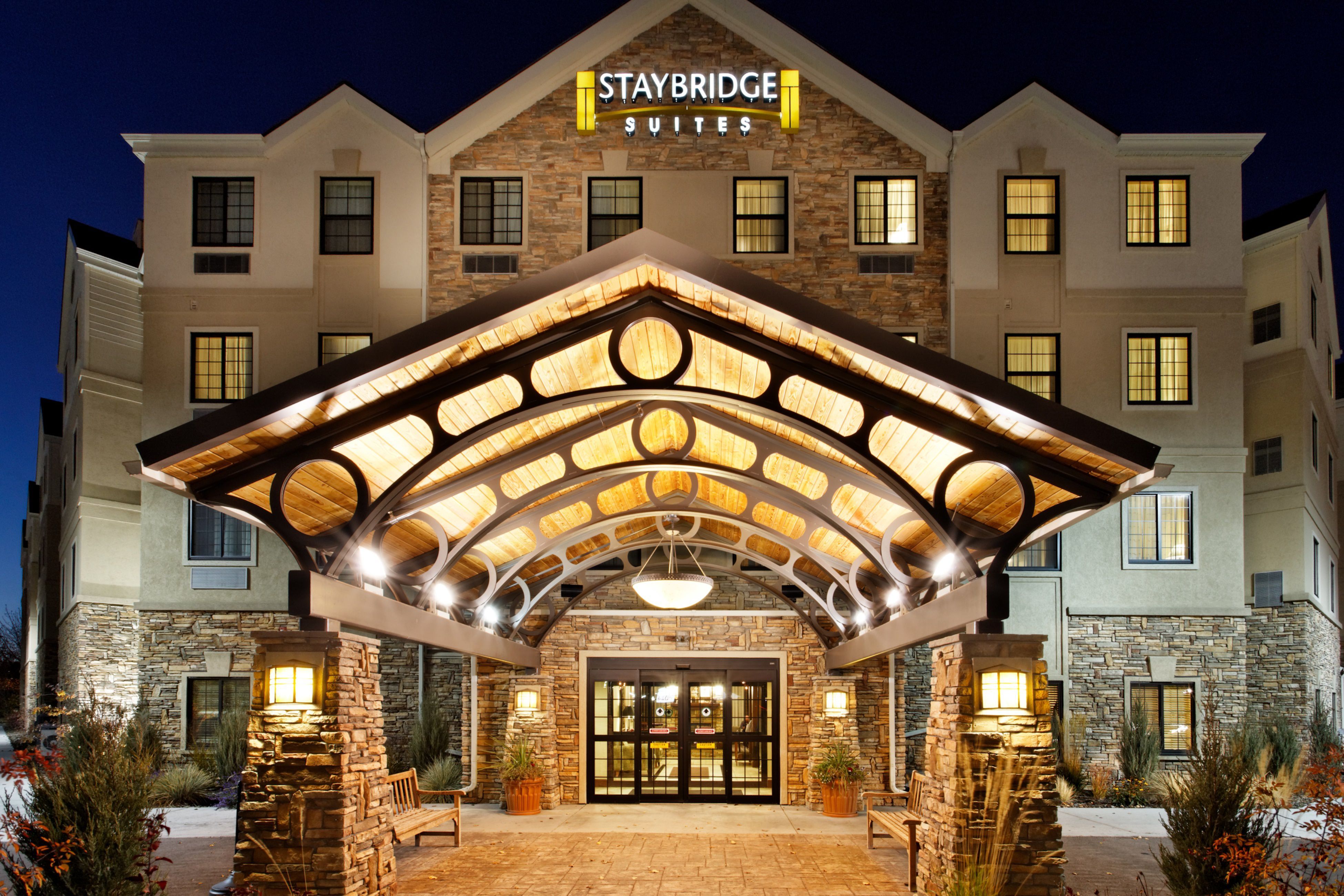 image Welcoming entrance with elegant architectural details and warm lighting.