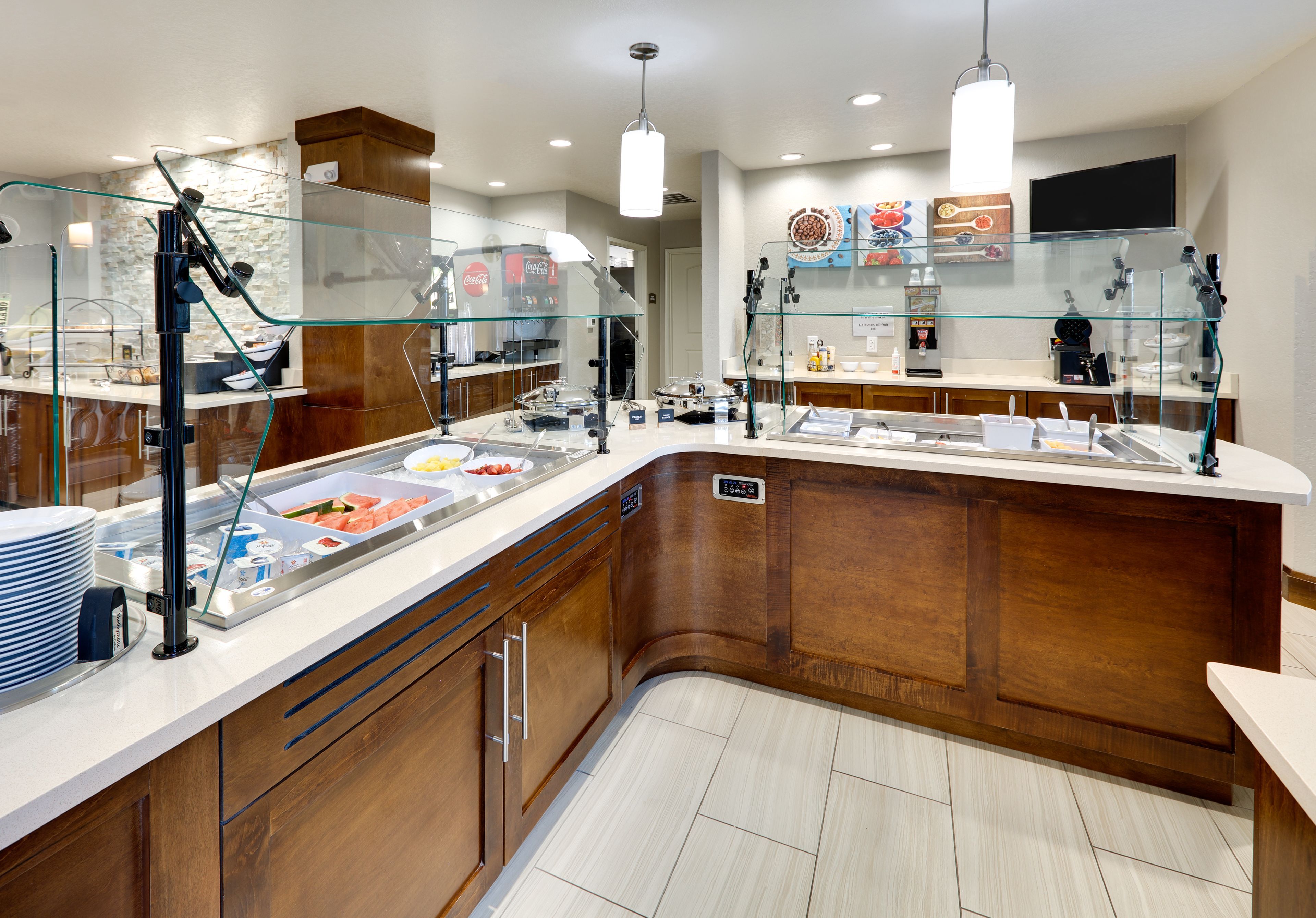 image Buffet highlights a range of food stations and comfortable seating.