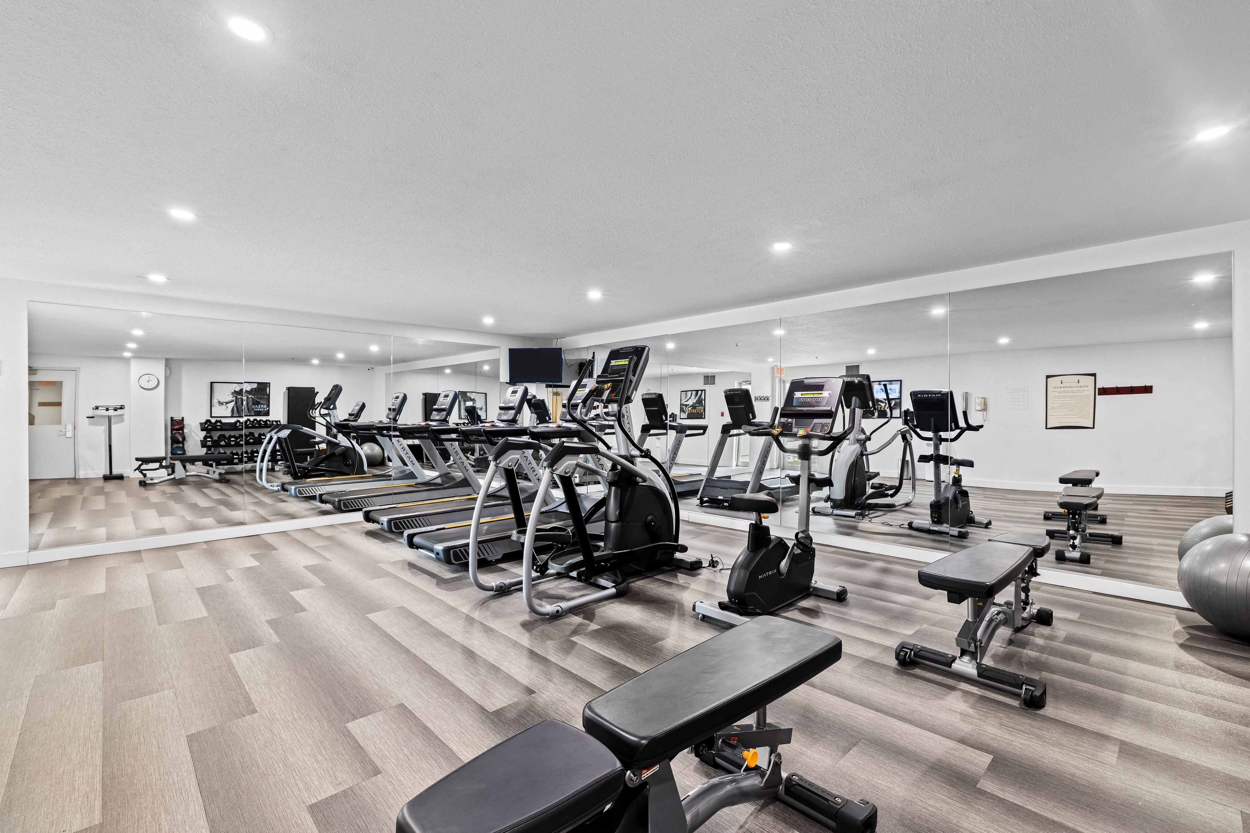 image Free weights and workout stations — everything you need to keep your routine going.