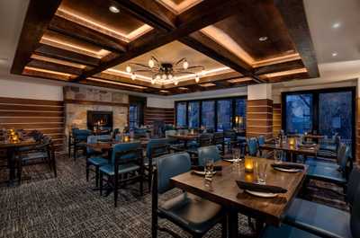 Dinner at Spur Restaurant & Bar comes with views of Teton Mountain Lodge.