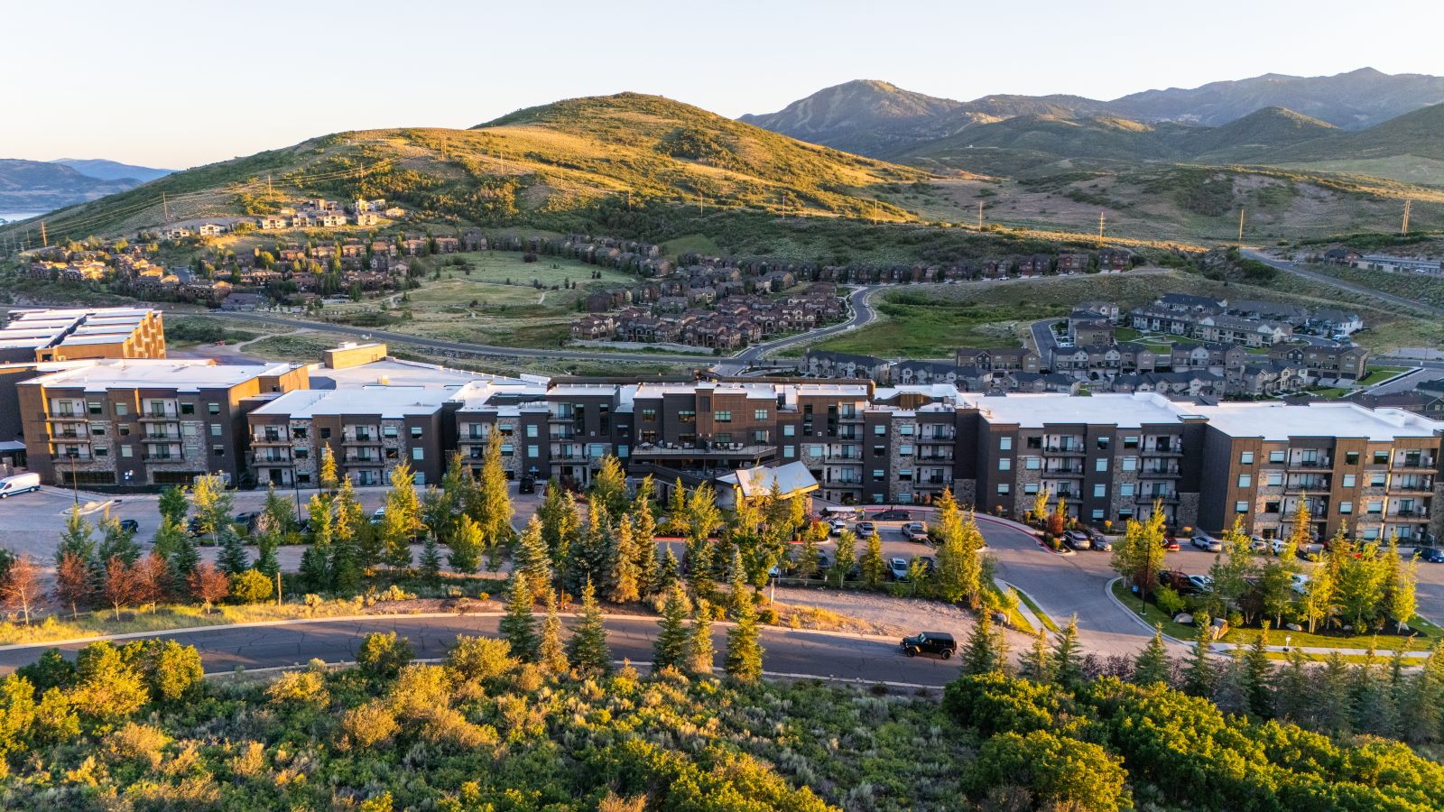 image Exterior view of the resort under a clear mountain sky