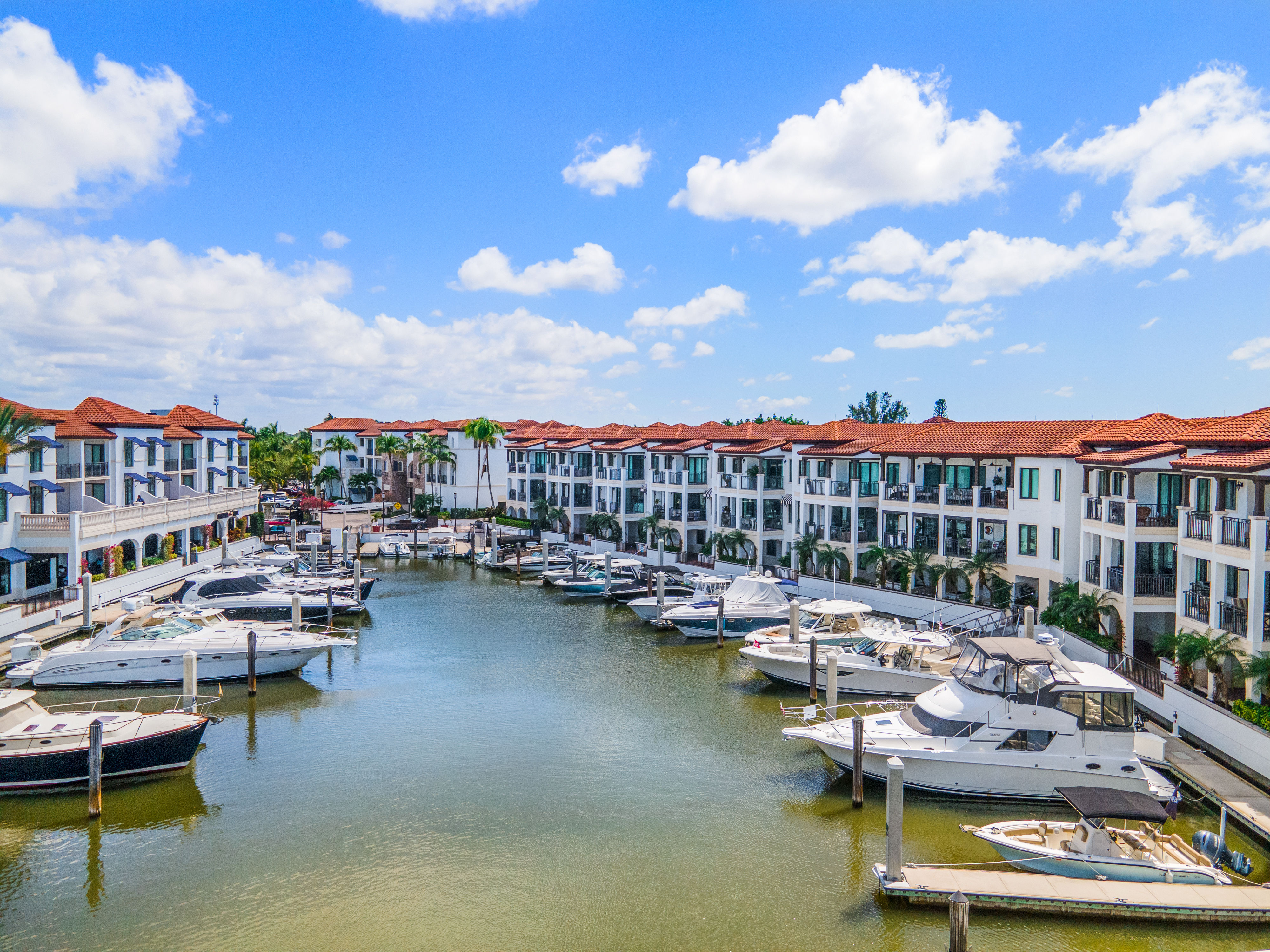 image Marina harbor with boats and waterfront city buildings
